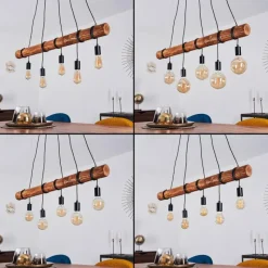 Lampes Vintages & Rétros-hofstein Suspension Canedo Brun, Noir, 5 lumières