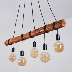 Lampes Vintages & Rétros-hofstein Suspension Canedo Brun, Noir, 5 lumières