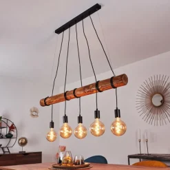 Lampes Vintages & Rétros-hofstein Suspension Canedo Brun, Noir, 5 lumières