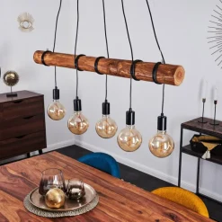 Lampes Vintages & Rétros-hofstein Suspension Canedo Brun, Noir, 5 lumières