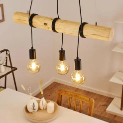 Luminaires Scandinaves-hofstein Suspension Canedo Écru, Noir, 3 lumières