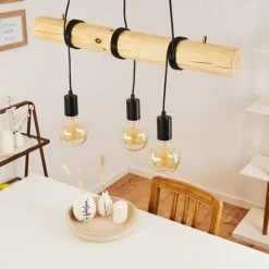 Luminaires Scandinaves-hofstein Suspension Canedo Écru, Noir, 3 lumières