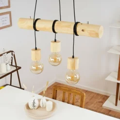 Luminaires Scandinaves-hofstein Suspension Canedo Écru, Noir, 3 lumières