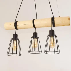 Lampes Vintages & Rétros-hofstein Suspension Canedo Écru, Noir, 3 lumières