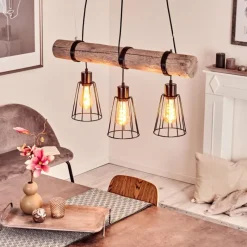 Style Boho-Chic-hofstein Suspension Canedo Gris, Noir, 3 lumières