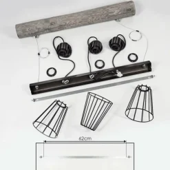 Style Boho-Chic-hofstein Suspension Canedo Gris, Noir, 3 lumières