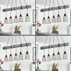 Style Boho-Chic-hofstein Suspension Canedo Gris, Noir, 5 lumières