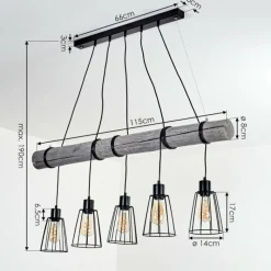 Style Boho-Chic-hofstein Suspension Canedo Gris, Noir, 5 lumières
