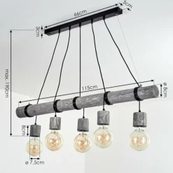 Style Boho-Chic-hofstein Suspension Canedo Gris, Noir, 5 lumières
