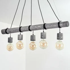 Style Boho-Chic-hofstein Suspension Canedo Gris, Noir, 5 lumières