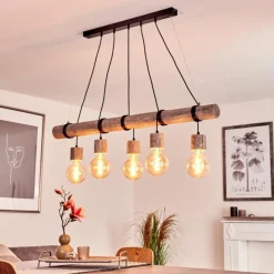 Style Boho-Chic-hofstein Suspension Canedo Gris, Noir, 5 lumières