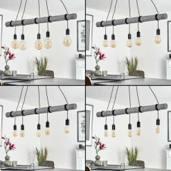 Lampes Vintages & Rétros-hofstein Suspension Canedo Gris, Noir, 5 lumières