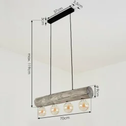 Lampes Vintages & Rétros-hofstein Suspension Canedo Gris, Noir, 4 lumières