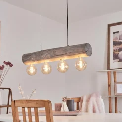 Lampes Vintages & Rétros-hofstein Suspension Canedo Gris, Noir, 4 lumières