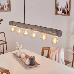 Lampes Vintages & Rétros-hofstein Suspension Canedo Gris, Noir, 6 lumières