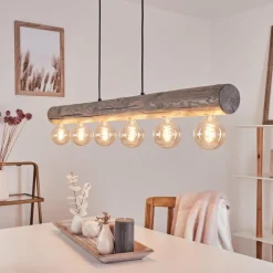 Lampes Vintages & Rétros-hofstein Suspension Canedo Gris, Noir, 6 lumières