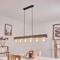 Lampes Vintages & Rétros-hofstein Suspension Canedo Gris, Noir, 6 lumières