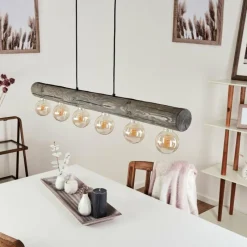 Lampes Vintages & Rétros-hofstein Suspension Canedo Gris, Noir, 6 lumières