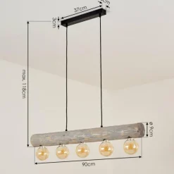 Lampes Vintages & Rétros-hofstein Suspension Canedo Gris, Noir, 5 lumières