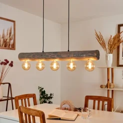 Lampes Vintages & Rétros-hofstein Suspension Canedo Gris, Noir, 5 lumières