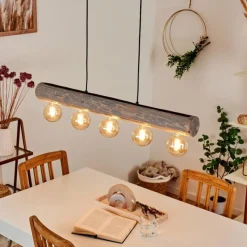 Lampes Vintages & Rétros-hofstein Suspension Canedo Gris, Noir, 5 lumières