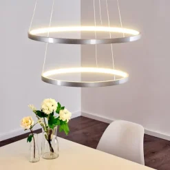 hofstein Suspension Canisteo LED Argenté, 2 lumières