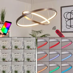 hofstein Suspension Canisteo LED Argenté, 2 lumières, Télécommandes, Changeur de couleurs