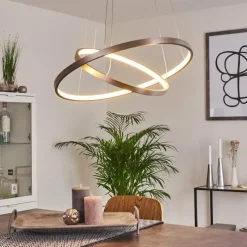 hofstein Suspension Canisteo LED Argenté, 2 lumières, Télécommandes, Changeur de couleurs