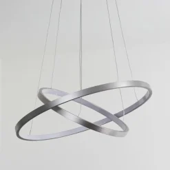 hofstein Suspension Canisteo LED Argenté, 2 lumières, Télécommandes, Changeur de couleurs