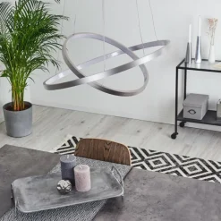 hofstein Suspension Canisteo LED Argenté, 2 lumières, Télécommandes, Changeur de couleurs