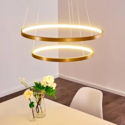 Lampes Art Déco-hofstein Suspension Canisteo LED Or, 2 lumières