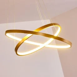Lampes Art Déco-hofstein Suspension Canisteo LED Or, 2 lumières
