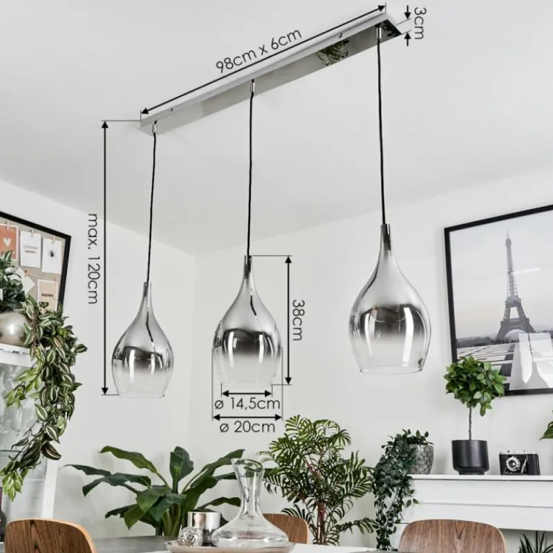 Suspension Verre Fumé-hofstein Suspension Capdevila Chrome, 3 lumières