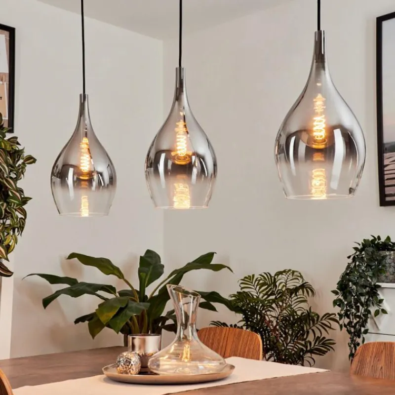 Suspension Verre Fumé-hofstein Suspension Capdevila Chrome, 3 lumières