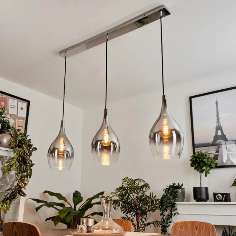 Suspension Verre Fumé-hofstein Suspension Capdevila Chrome, 3 lumières