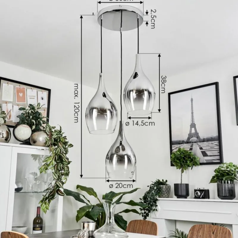 Suspension Verre Fumé-hofstein Suspension Capdevila Chrome, 3 lumières