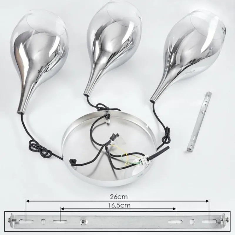 Suspension Verre Fumé-hofstein Suspension Capdevila Chrome, 3 lumières
