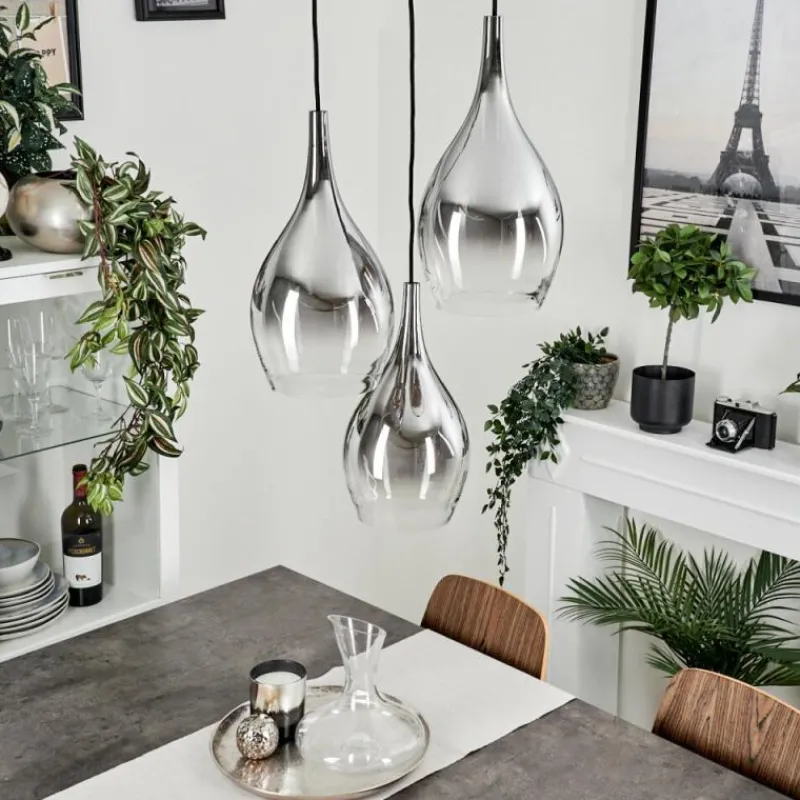 Suspension Verre Fumé-hofstein Suspension Capdevila Chrome, 3 lumières