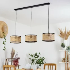 Lampes En Tissu-hofstein Suspension Carbonalito Noir, 3 lumières