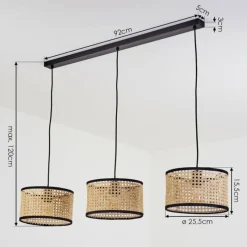 Lampes En Tissu-hofstein Suspension Carbonalito Noir, 3 lumières