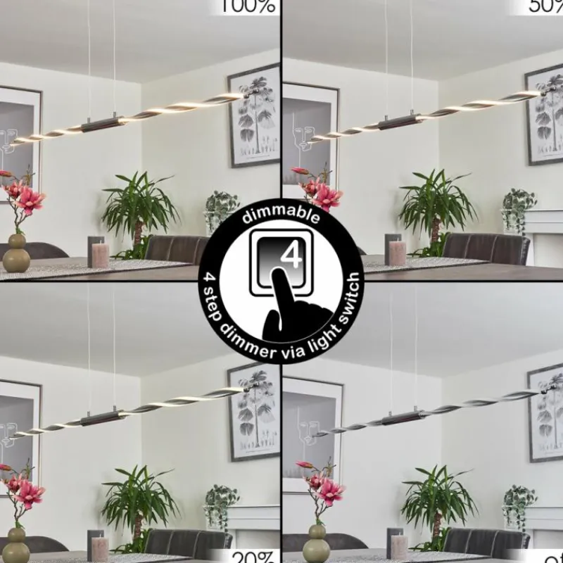 hofstein Suspension Carmacks LED Chrome, 4 lumières