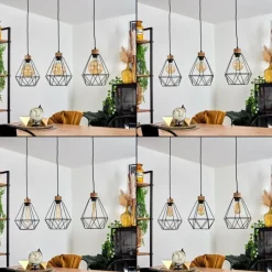 Lampes Vintages & Rétros-hofstein Suspension Carobal Écru, Noir, 3 lumières