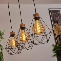 Lampes Vintages & Rétros-hofstein Suspension Carobal Écru, Noir, 3 lumières