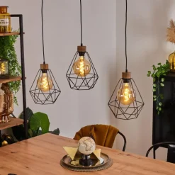 Lampes Vintages & Rétros-hofstein Suspension Carobal Écru, Noir, 3 lumières