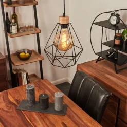 Lampes Vintages & Rétros-hofstein Suspension Carobal Écru, Noir, 1 lumière