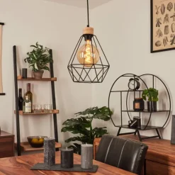 Lampes Vintages & Rétros-hofstein Suspension Carobal Écru, Noir, 1 lumière