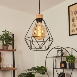 Lampes Vintages & Rétros-hofstein Suspension Carobal Écru, Noir, 1 lumière