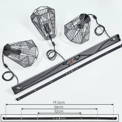 Lampes Vintages & Rétros-hofstein Suspension Cassils Noir, 3 lumières