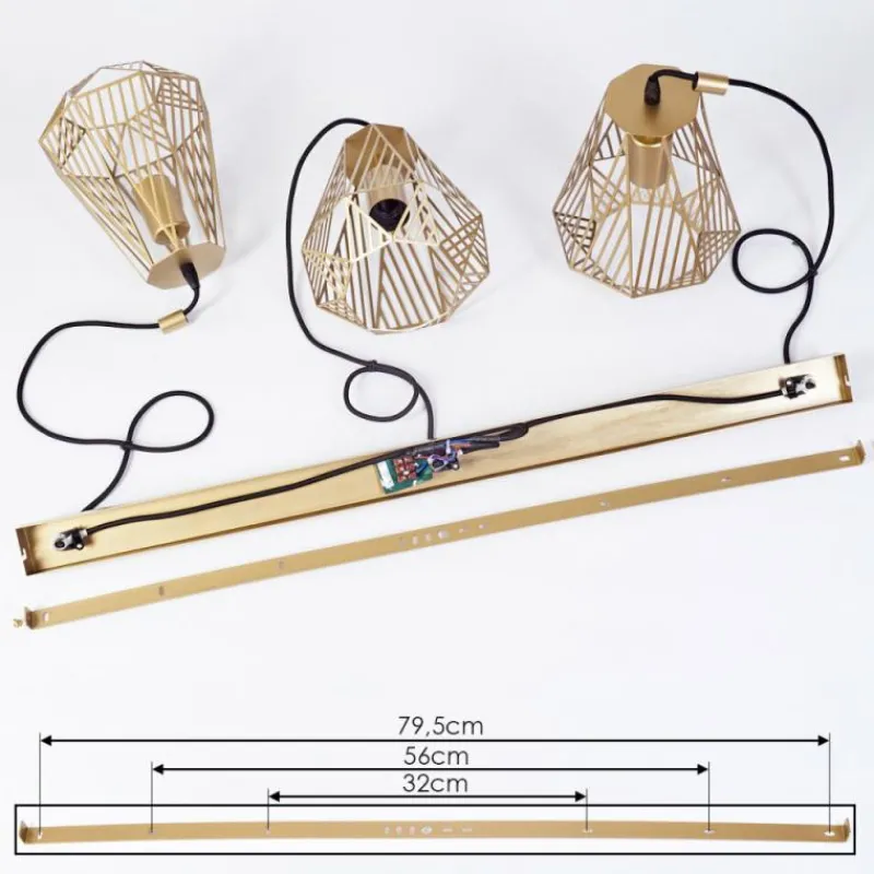 Lampes Dorées-hofstein Suspension Cassils Or, 3 lumières