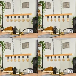 Lampes Vintages & Rétros-hofstein Suspension Cava Écru, Noir, 6 lumières